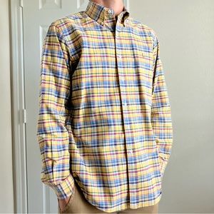 Ralph Lauren Polo Mens Yellow Plaid Long Sleeve Classic Fit Dress Shirt